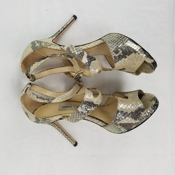 Jimmy Choo Beige Glitter Strappy Sandals size 37 - Picture 6 of 13